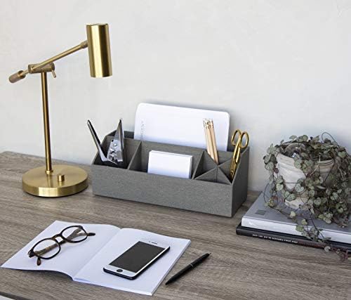 Bigso Elisa Desktop Organizer - Durable Office Desk Organizer with 7 Compartments for Office Supplies and Accessories - 13.1 in x 4.9 in x 4.9 in - Canvas Gray - Image 6