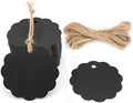 G2PLUS 100PCS Scalloped Tags with Twines,2.4 in Round Black Tag by G2PLUS