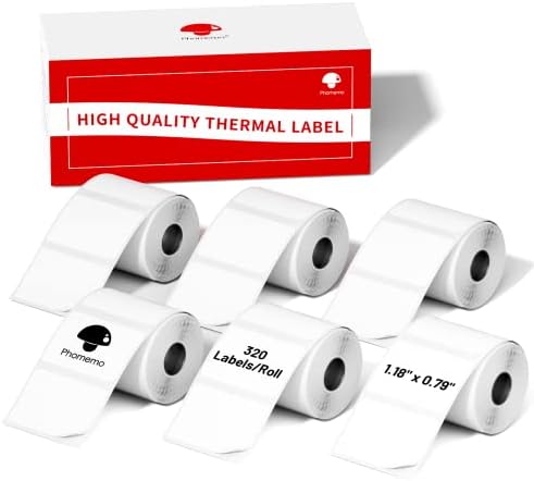 Phomemo Labels 6 Rolls,1.18" x 0.79", Use for M110/M100/M220/M108,1800 PCS by Phomemo