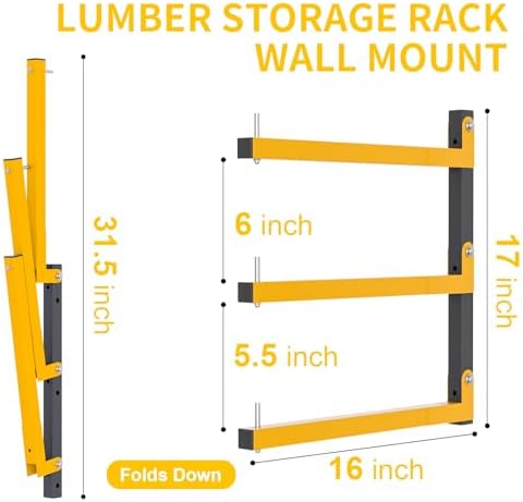 6 PACK Lumber Storage Rack Wall Mount Wood Organizer Storage Racks Heavy Duty Shelf Brackets with 9-Level System 1080 LB Sturdy Folding Garage Wall Shelving, Snowboard Rack for Indoor and Outdoor - Image 2