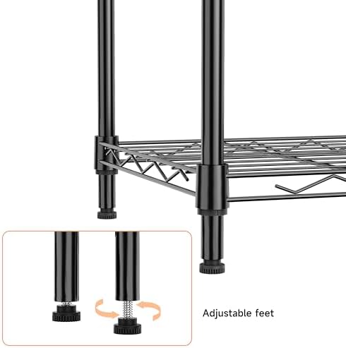 IZEUK 4 Tier Metal Wire Shelf Unit, Black Storage Rack Organizer for Kitchen, Bedroom, Living Room or Laundry Room, 17.7" W x 11.8" D x 41.9" H - Image 6