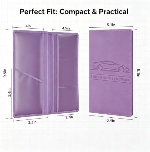 Car Registration and Insurance Holder, Vehicle Document Organizer with Secure Magnetic Closure, Automotive Glove Box Organizer for License, Cards & Essential Paperwork (Purple, 1PCS) - Image 2