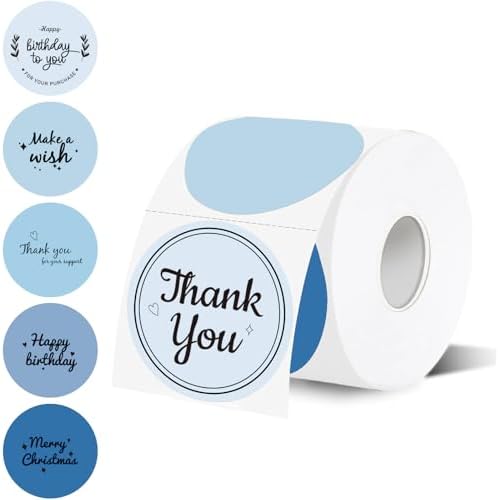 2 inch Round Thermal Label,Blue Circle Thermal Sticker Labels for Business and Home,Direct Thermal Printer Label for DIY Logo Design,Thanks Card,500 Labels/1 Roll by Unknown