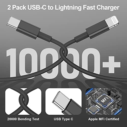 2Pack for iPhone14/13/12 Fast Charger Cable Black 6ft[Apple MFi Certified] - Image 4