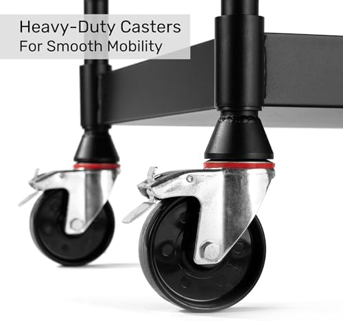MightyHaul 18" Heavy-Duty Utility Cart with 2 Reversible Shelves, 1,200 lb Capacity, Heavy-Duty Casters for Industrial Use - Image 7