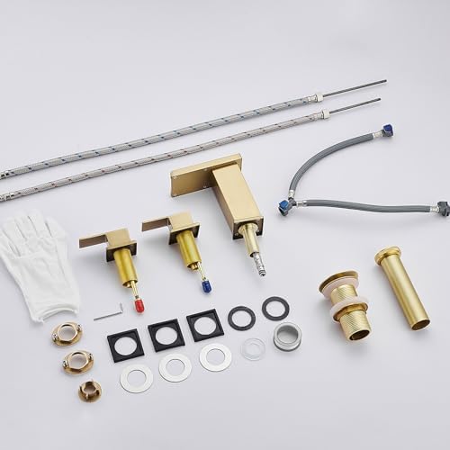AVSIILE LED Bathroom Faucet 3 Hole, Brushed Gold Waterfall Bathroom Faucets - Image 7