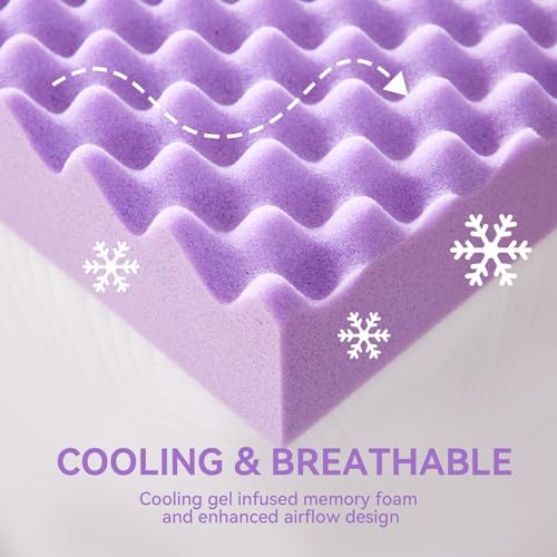 SINWEEK 3 Inch Egg Crate Memory Foam Mattress Topper King Size, Soft Mattress Pad for Back Pain Relief, Bed Topper, CertiPUR-US Certified - Image 3