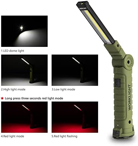 Lmaytech Men Tools for Christmas Birthday Gift 2 Packs LED Rechargeable Work Light Flashlights, 360°Rotate 5 Modes,Gifts for Men Him Dad Handyman for Car Repair, Grill and Outdoor - Image 3