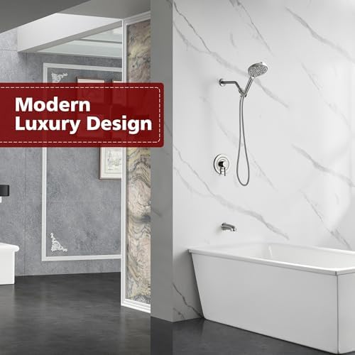 SUMERAIN Rain Shower System with High Flow Tub Spout, Brushed Nickel - Image 3