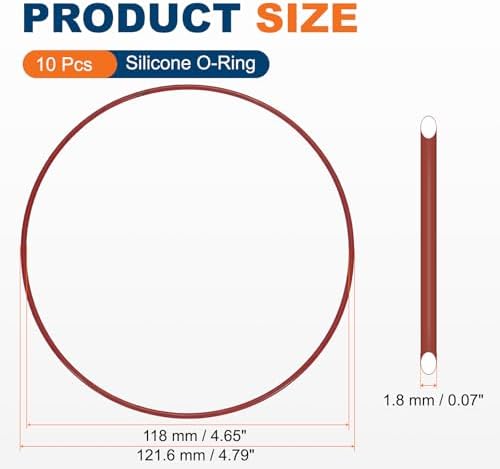 10pcs Silicone O-Ring 121.6x118x1.8mm Metric Sealing Gasket - Image 2