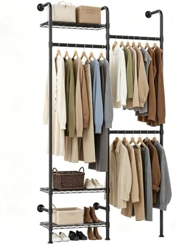 L2 Wall Mounted Corner Industrial Pipe Clothing Rack,400LBS Load by Unknown