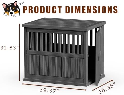 42 Inch Dog Crate Furniture Lockable Dog Kennel Indoor for Large Dogs and Medium Heavy Duty Pet Crate Decorative Pet Cage End Table,Black - Image 3