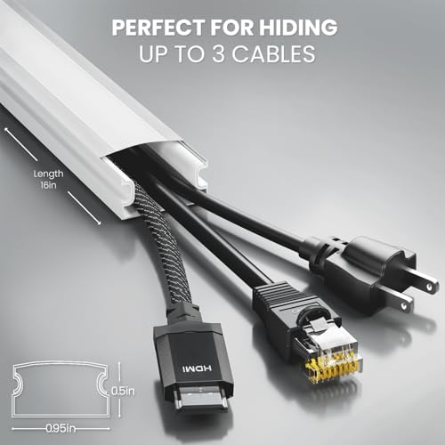 EVEO Cable Hider Wall - 153" Wall Cord Hider, Cable Concealer, Wire Covers for Cords - Wall Cable Hider and Cable Raceway for TV Cord Hider Wire Cover - 10X (L16 x W0.95 x H0.5) - Medium | White - Image 3