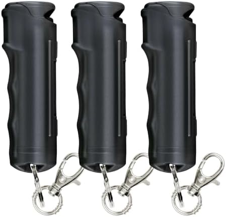 SABRE Pepper Spray with Fast Flip-Top Safety & Snap‑Clip Keychain for Self Defense - Maximum Police Strength OC with UV Marking Dye, 10‑Sec. Spray, 14-ft Range, Finger Grip, Made in USA, 0.54 fl oz by SABRE