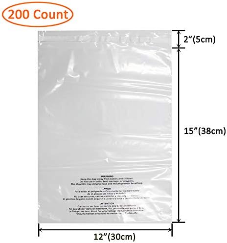 200 Count 12x15 Inch Self Seal Clear Poly Bags - Image 2