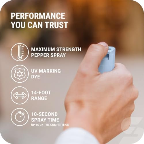Sabre Pepper Spray with Quick Release Keychain for Self Defense – Maximum Police Strength OC Spray with UV Marking Dye, Twist Lock Safety, Finger Grip, 10‑Second Spray, 14‑ft Range, Made in USA - Image 2