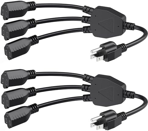 [ETL Listed] Cable Matters 2-Pack 16 AWG 3 Outlet Power Splitter, 1.5ft by CableMatters