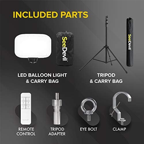 SeeDevil 150 Watt LED Balloon Light Kit, 150 Watt, 120 Volt, 19,500 Lumen, 5000K, 6.5 Ft Tripod, Glare Free Indoor/Outdoor Area Light, Remote Dimmable Portable LED Light - Image 4