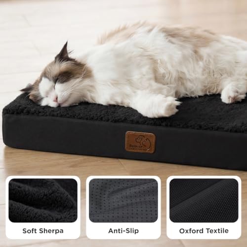 Bedsure Small Dog Bed, Cat Puppy Bed with Comfy Sherpa, 24x16 Inch Black - Image 4