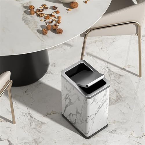 Elegant 10L Stainless Steel Trash Can with Green PU Leather Cover and 360° Swing Lid for Bathroom Bedroom and Office - Image 2