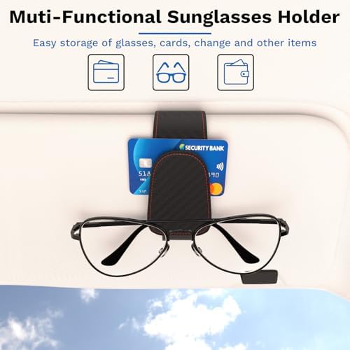 BFXM Car Sunglass Holder, Magnetic Leather Sunglass Holder - Image 5