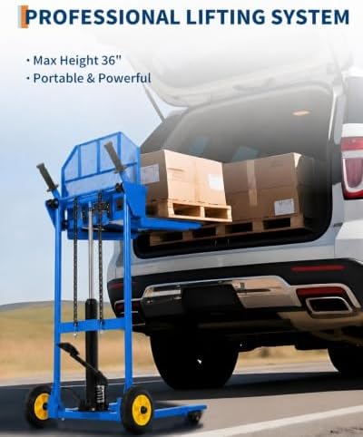 Hydraulic Material Lift, Heavy Duty 450lbs Capacity Pallet Truck Dolly,Blue - Image 2