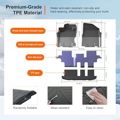 powoq 7 Seats Floor Mats Set Compatible with 2013-2020 Nissan Pathfinder - Image 5