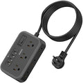 Flat Plug Extension Cord 10 Ft, NTONPOWER 6 Widely Spaced Outlet(2 Side) Power Strip with 4 USB Ports, Overload Protection, Wall Mount Charging Station for Home Office, Nightstand and dorm room, Black by NTONPOWER