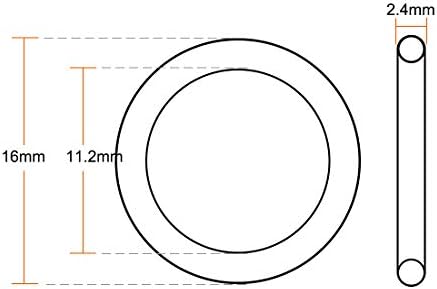 uxcell Fluorine Rubber O-Rings 16mm OD 11.2mm ID 2.4mm Width, Metric FKM Sealing Gasket, Pack of 10 - Image 3