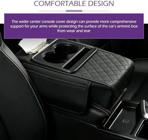 Car Center Console Cover Organizer, Mult-purpose Leather Arm Rest Cushion with 2 Cup Holders and 1 Tissue Box & Phone Slot, Universal Highly Elastic Sponge Armrest Cover Accessories for Car - Image 7