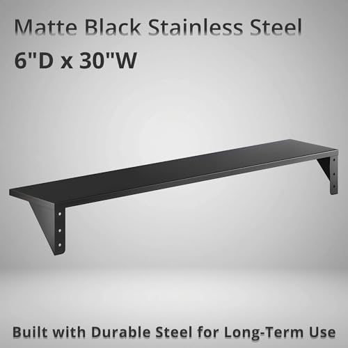 6" x 30" Heavy Duty Stainless Steel Floating Wall Mounted Shelf, Commercial Kitchen Storage Shelf - Image 2