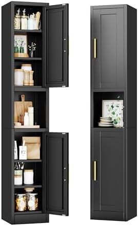 12 inch Wide Pantry Cabinet with Adjustable Shelves, Narrow Storage Cabinet by Unknown