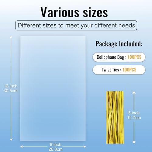 100pcs 8X12 inch Clear Cellophane Bags Gift Wrap Treat Party Favors Bags - Image 2