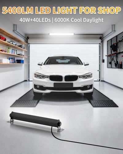 40W LED Shop Lights, 5400LM Plug in Garage Light, 6000K Daylight, 4 Pack - Image 2