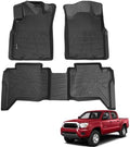 Floor Mats for Toyota Tacoma 2005-2015 Double Cab (Only Fit Automatic), Custom Fit All-Weather TPE Floor Liners, Front & 2nd Row Mat for Tacoma Car Accessories by Partzer