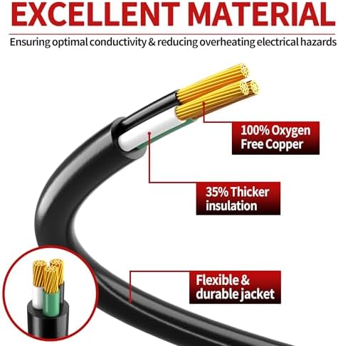 Skrizcable 50 FT 10 Gauge Extension Cord Outdoor, Black Power Cord - Image 2