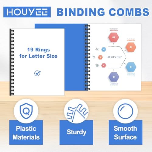 HOUYEE 10 Pack 2 Inch Plastic Binding Combs,19 Rings, 450 Sheets Capacity - Image 3