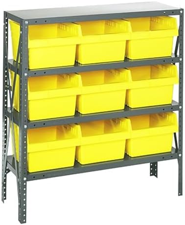 Quantum Storage Systems 1239-SB809YL Solid Heavy Duty 4 Shelves 9 Store-MAX Yellow Bins 39" H x 36" W x 12" D by QuantumStorageSystems