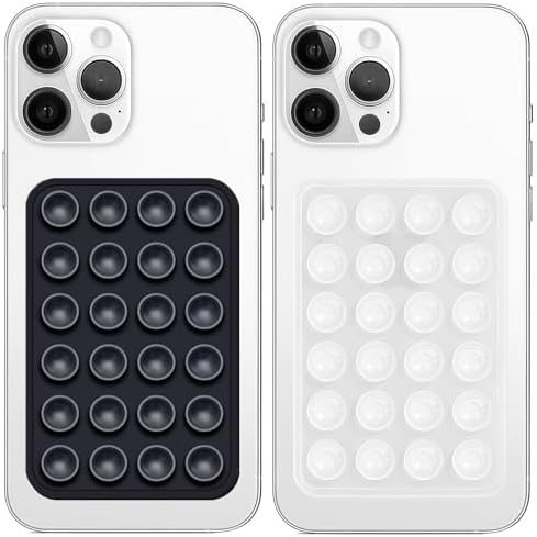 Anteel 2 Pack Silicone Suction Phone Case Mount, Non Slip Sticky Grip for Cellphone, Silicon Adhesive Suction Cup Mount, Strong Grip Holder for Selfies and Videos (Black&Translucent) by Galundge