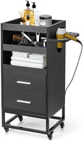 Winado Beauty Salon Trolley Cart with 2 Drawers, 3 Tool Holders, Black by Winado