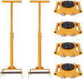 4PCS Machinery Skates with 2 Steering Handles, Heavy Duty Machinery Skates Dolly Machinery Moving Skate 360°Rotation Machine Dolly Skate Machinery Mover Skate for Industrial Moving Equipment, Yellow by Unknown