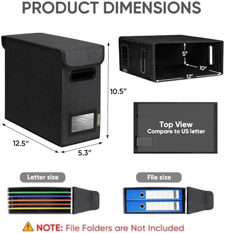 BALEINE File Organizer Box with Lid, Collapsible Hanging File Storage Box - Image 2