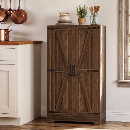 Unikito Kitchen Pantry Cabinet with Adjustable Shelves, Weathered Brown by Unikito