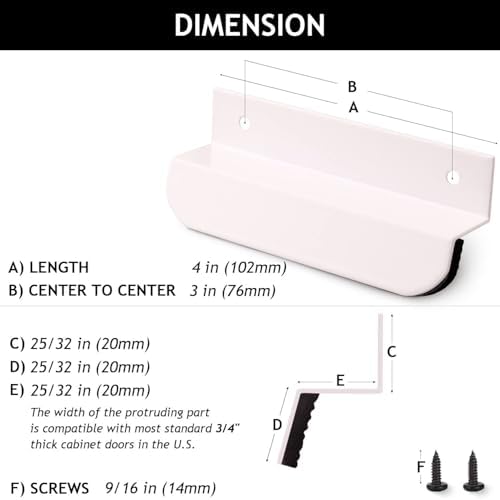 RVPEKUPE 2-Pack Under Cabinet Foot Pull for Trash Drawer, White 4" - Image 6