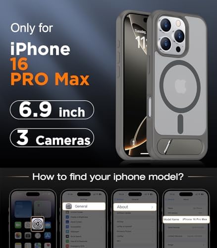 Temdan Magnetic Compatible with iPhone 16 Pro Max Case, [Built-in Invisible Kickstand][Compatible with MagSafe] [Military Grade Shockproof] Slim Translucent Matte Phone Case for iPhone 16 Pro Max 6.9" - Image 2