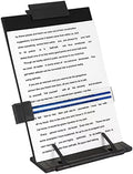 Desktop Document Holder Stand with 7 Adjustable Positions, Black Metal File Organizer Management Copyholder for Typing Speech Reading A4 Letter Music Book Tablet Office, with Paper Clip and Line Guide by OSPNIEEK