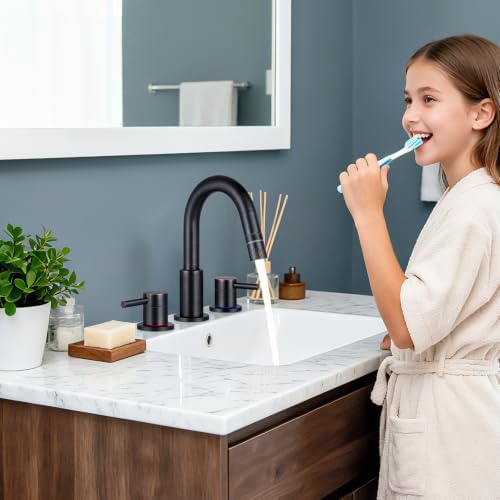 Bathroom Faucet 3 Hole with Pull Down Sprayer, Oil Rubbed Bronze - Image 6
