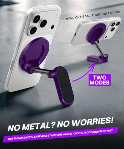 GolbinBox Magnetic Phone Holder for Gym,Adjustable Tripod Mount Ring Purple - Image 5