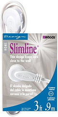 Woods Slimline Extension Cord - 16/3 Indoor Flat Plug with Right Angled Design - 3 Polarized Outlets - PVC Jacket - Space Saving - Neutral White - 16 Gauge - 3 Feet (Pack of 12) by Woods