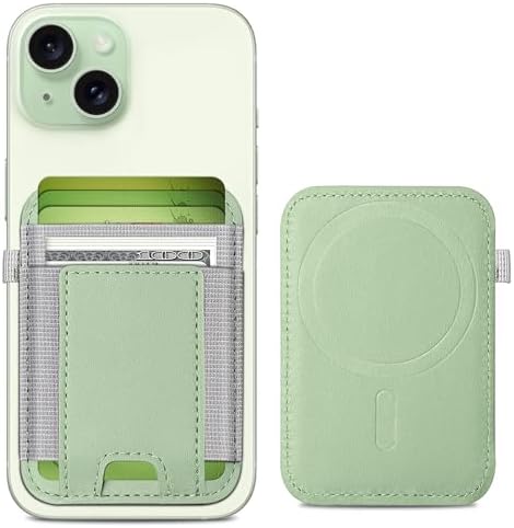 ExtreLife For Magsafe Wallet, Strongest Magnetic Wallet for iPhone 17/16/15/14/13/12 Series, Magnetic Card Holder with 2 Card Slots, RFID Blocking, Vegan Leather, Hold 7 Cards, Light Green by ExtreLife